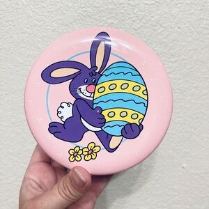 United Silver Co Vtg 70s set of 3 pink Easter storage tins kitschy Bunny New